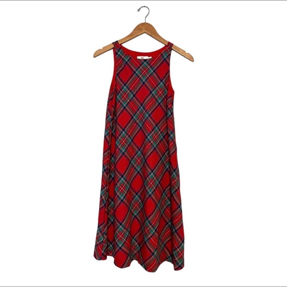 Vineyard Vines Red Plaid Midi Dress